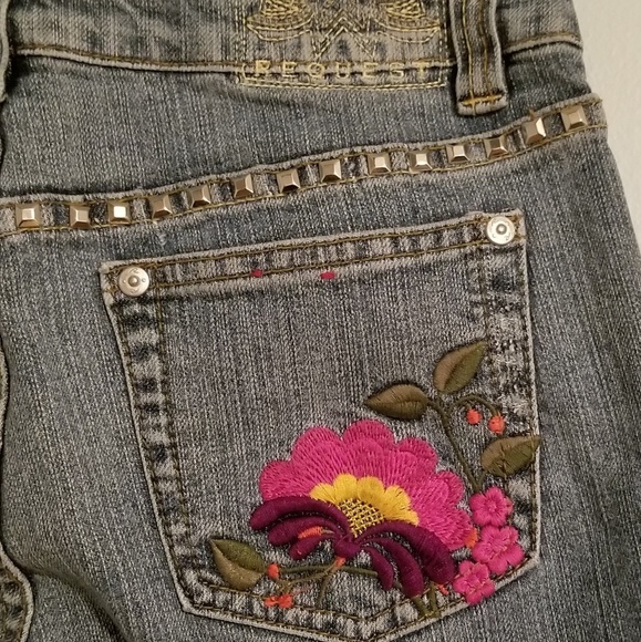 Request Embroidered Studded Jeans Size 26 - Picture 5 of 8